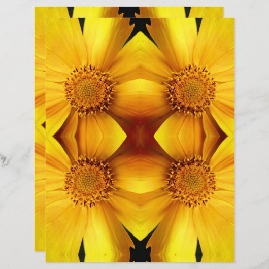 イエローデイジー花弁抽象芸術スクラップブック紙 (正面/裏面)