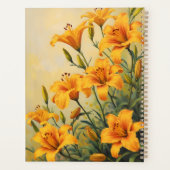 イエローデイリリーの花のスパイラル綴じ植物画 プランナー手帳 (裏面)