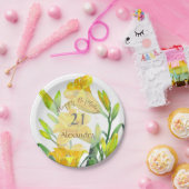 イエローデイリリーフローラアート ペーパープレート (パーティー)