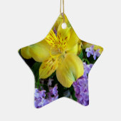 イエローデイリリー&パープル薄紫花 セラミックオーナメント (右)