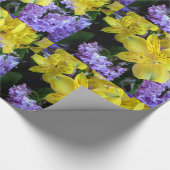 イエローデイリリー&パープル薄紫花 ラッピングペーパー (角)