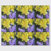 イエローデイリリー&パープル薄紫花 ラッピングペーパー (フラット)