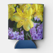 イエローデイリリー&パープル薄紫花 缶クーラー (正面)