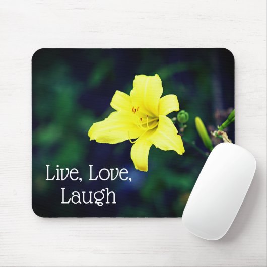 イエローデイリーエレガントフラワー感動的引用文 マウスパッド (マウス)