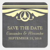 イエローデコのシャルボード日付のシールを保存 スクエアシール (正面)