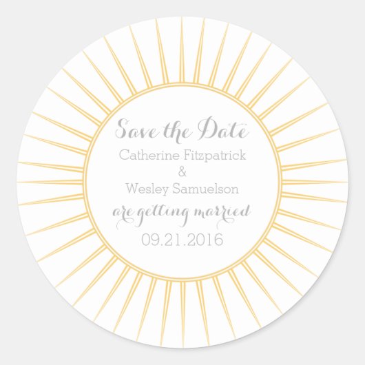 イエローデコレトロ日付ステッカーの保存 ラウンドシール (正面)