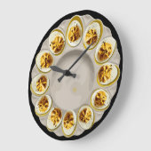 イエローデビルエッグヴィンテージディッシュキッチンデコール ラージ壁時計 (傾斜)