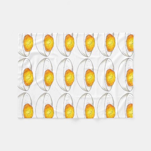 イエローデビル詰まったドエッグピクニックフードグルメ フリースブランケット (正面(横))