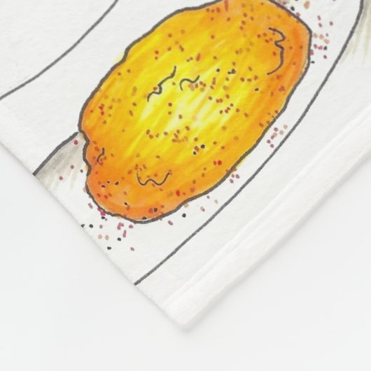 イエローデビル詰まったドエッグピクニックフードグルメ フリースブランケット (角)