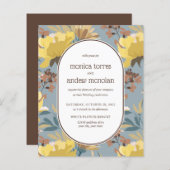 イエローデュスキーブルーブラウン花模様ヴィンテージウェディング (正面/裏面)