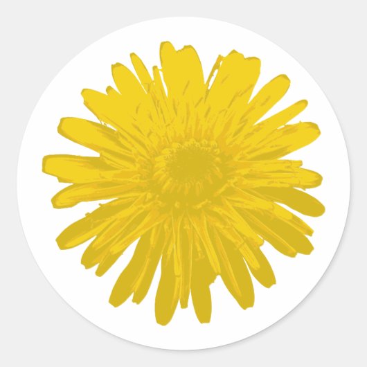 イエローデンドリオン ミニマリスト - フラットカラー アート ギフト ラウンドシール (正面)
