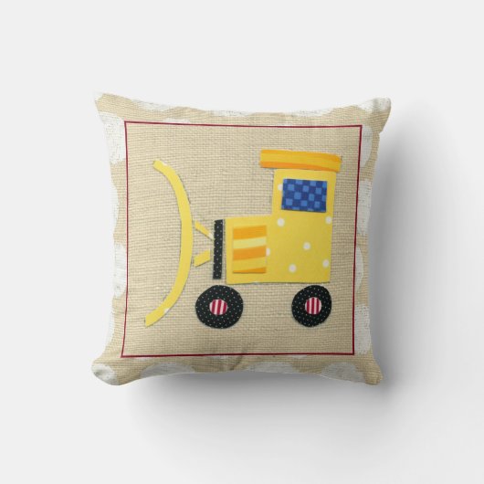イエロートイブルドーザートラックby Chariklia Zarris クッション (正面)