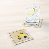 イエロートイブルドーザートラックby Chariklia Zarris スクエアペーパーコースター (インサイチュ)