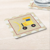 イエロートイブルドーザートラックby Chariklia Zarris スクエアペーパーコースター (アングル)