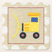 イエロートイブルドーザートラックby Chariklia Zarris スクエアペーパーコースター (正面)