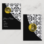 イエロートパズブラックダマスクモノグラム金ゴールドメタリック 名刺 (正面/裏面)