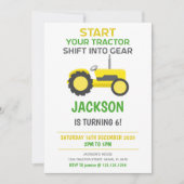 イエロートラクター誕生日招待状 招待状 (正面)