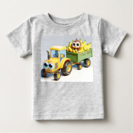 イエロートラクター(サルとバナナ) ベビーTシャツ