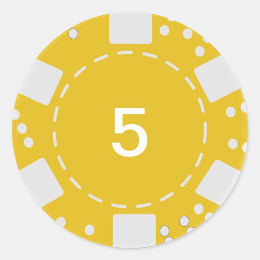 イエロートランプのポーカーチップ ラウンドシール (正面)