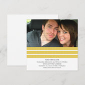 イエロートリプルストライプ写真付き Save the Date 招待状 (正面/裏面)