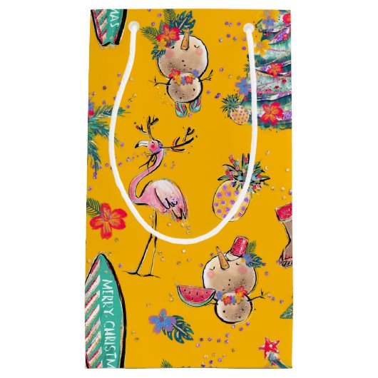 イエロートロピカルサンタ抱き枕 スモールペーパーバッグ (正面)