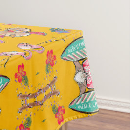イエロートロピカルハワイアンサンタ テーブルクロス