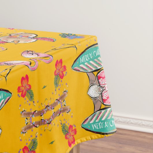イエロートロピカルハワイアンサンタ テーブルクロス (インサイチュ)