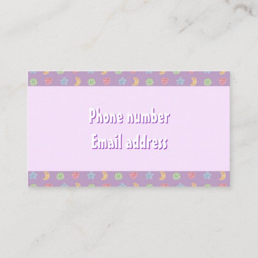 イエロートロリー生まれたばかりのベビーシッター紫 名刺 (裏面)