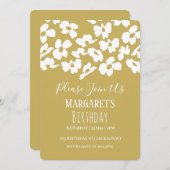 イエロードグウッド花花びらガールバースデーパーティー 招待状 (正面/裏面)