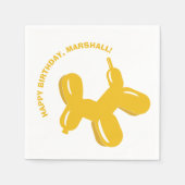 イエロードッグバルーンアニマルバースデーパーティー スタンダードカクテルナプキン (正面)