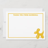 イエロードッグバルーン動物誕生日サンキューカード サンキューカード (正面)