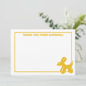 イエロードッグバルーン動物誕生日サンキューカード サンキューカード (スタンド正面)