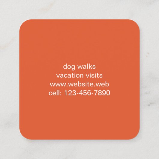 イエロードッグペットケア |かわいいゴールデンレトリバー スクエア名刺 (裏面)