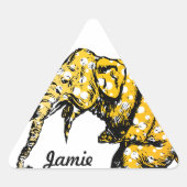 イエロードットサーカスサイクリング象ステッカー 三角形シール (正面)