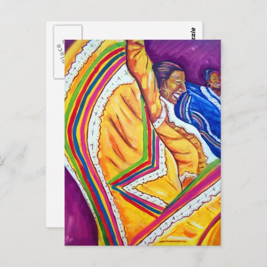 イエロードレスを着た女性 ポストカード (正面/裏面)