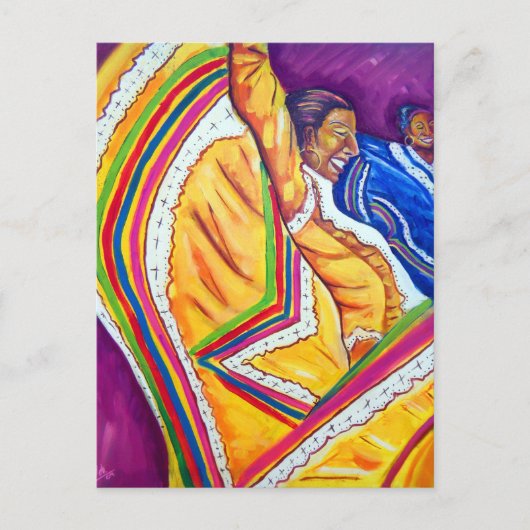 イエロードレスを着た女性 ポストカード (正面)