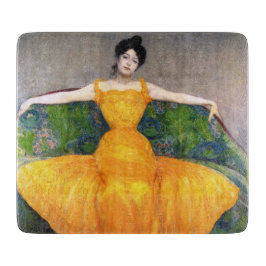 イエロードレスを着た女性(by Max Kurzweil) カッティングボード