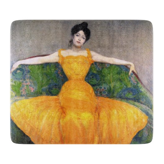 イエロードレスを着た女性(by Max Kurzweil) カッティングボード (正面)