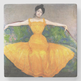 イエロードレスを着た女性(by Max Kurzweil) ストーンコースター