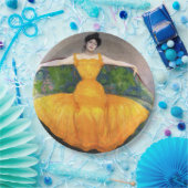 イエロードレスを着た女性(by Max Kurzweil) ペーパープレート (パーティー)