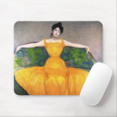 イエロードレスを着た女性(by Max Kurzweil) マウスパッド (マウス)