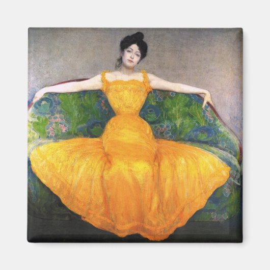 イエロードレスを着た女性(by Max Kurzweil) マグネット (正面)