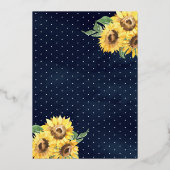 イエロードレスサンフラワーズネイビーブルーキンセアニェラ金ゴールド 箔招待状 (裏面)