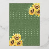 イエロードレスサンフラワーズバーンウッドキンセアニェラ金ゴールド 箔招待状 (裏面)