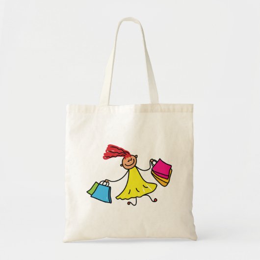 イエロードレスハッピーガールショッピング トートバッグ (正面)