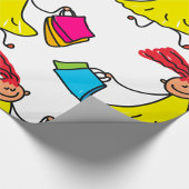 イエロードレスハッピーガールショッピング ラッピングペーパー