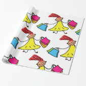 イエロードレスハッピーガールショッピング ラッピングペーパー (アンロールド)