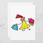 イエロードレスハッピーガールショッピング 招待状 (正面/裏面)