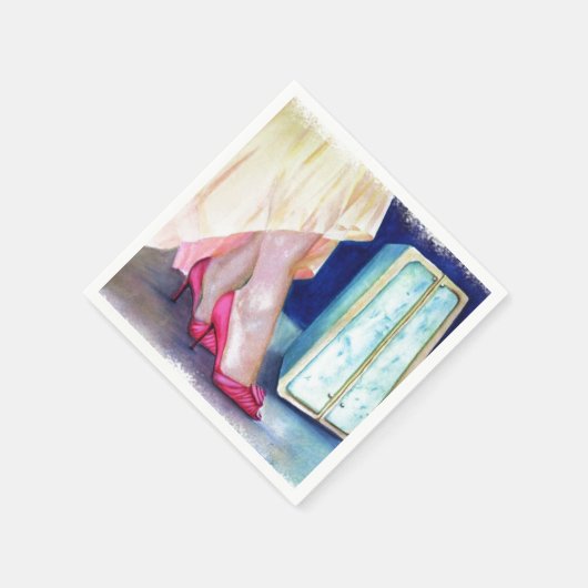 イエロードレス、レッドシューズ紙ナプキン スタンダードカクテルナプキン (角)