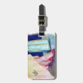 イエロードレス、赤い靴パーソナライズされた荷札 ラゲッジタグ (正面縦)